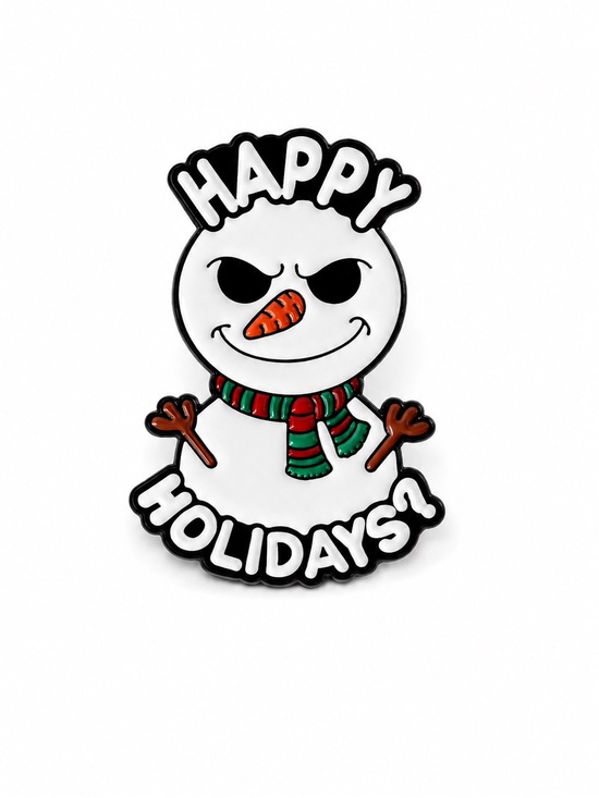 Unbranded Jewelry - Happy Holidays Grumpy Snowman Enamel Pin - New - Funny Humor Christmas